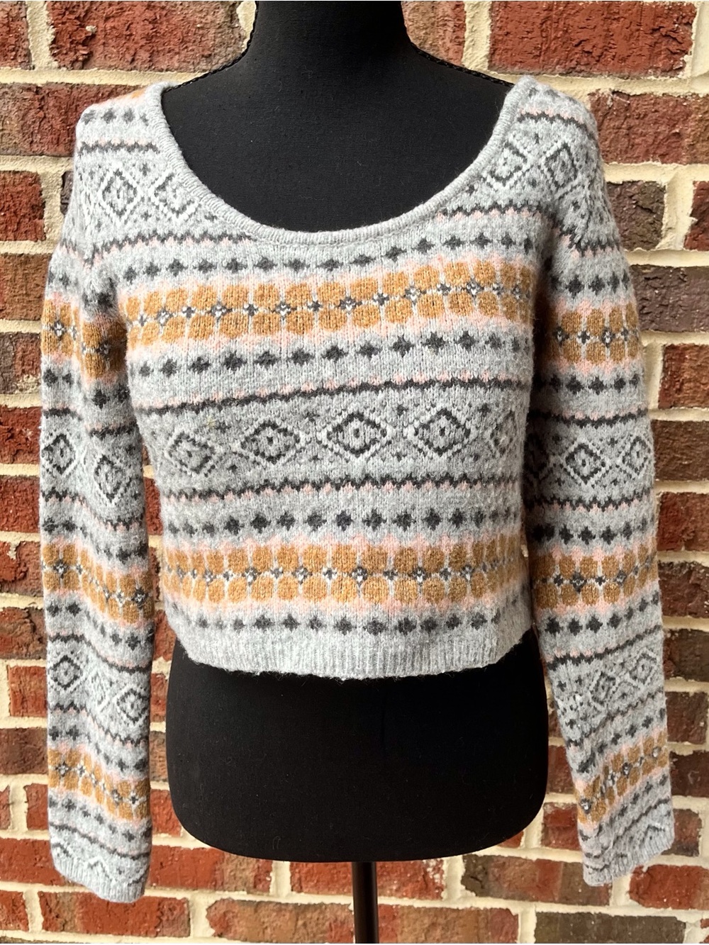 American Eagle wool & recycled polyester Fair Isle long sleeve crop sweater - M